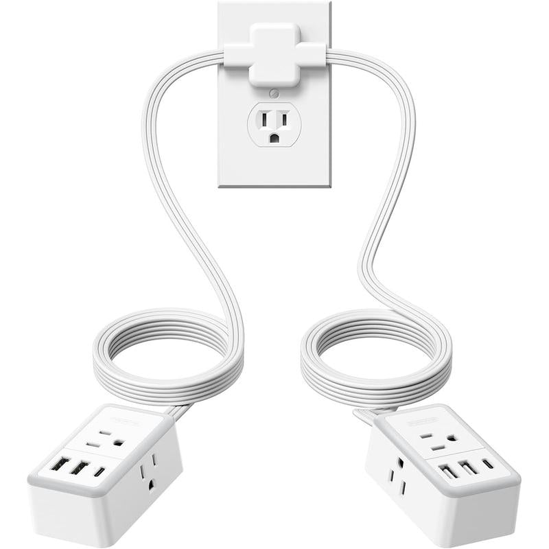 Twin Extension Cord Splitter – Dual Power Extension with 6 AC Outlets & USB/C Charging Ports