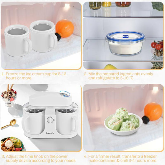Dual-Cup Ice Cream Maker Machine – Automatic Protein Ice Cream, Gelato, Sorbet & Frozen Yogurt Maker