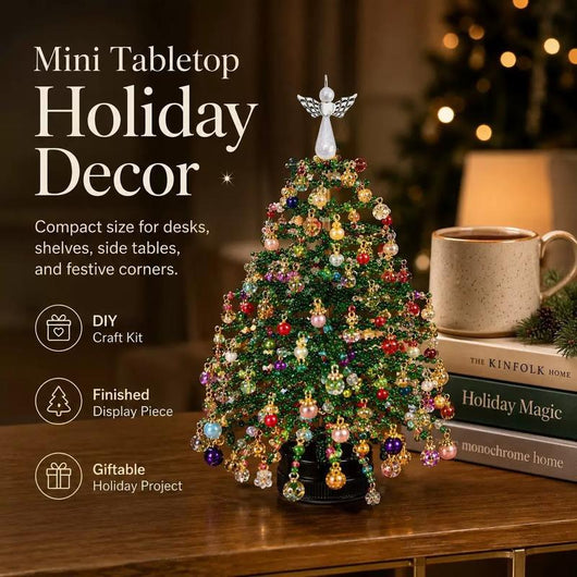 DIY Beaded Christmas Tree Kit, Hand‑Made Mini Crystal Bead Xmas Tree Craft Set