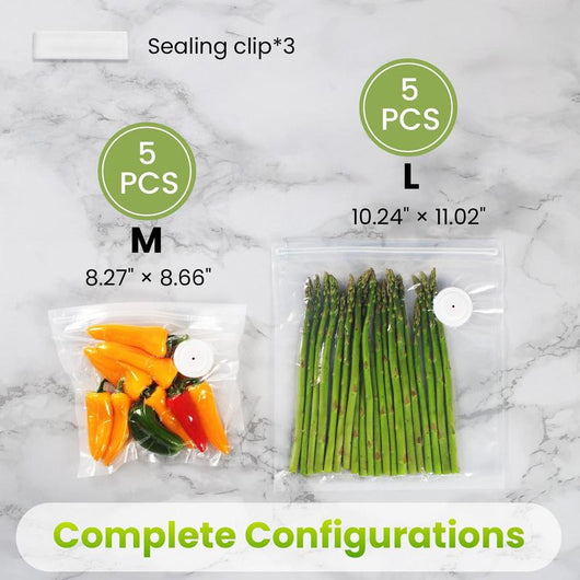 Vacuum Sealer for Food with Visible Water Tank, 10 Reusable Bags,Powerful Suction, Handheld Rechargeable