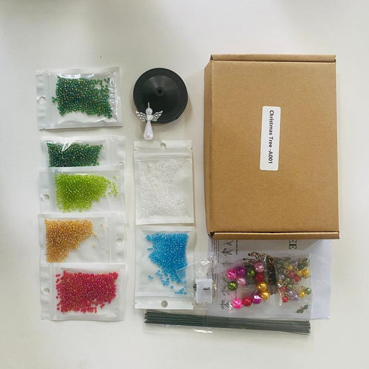 DIY Beaded Christmas Tree Kit, Hand‑Made Mini Crystal Bead Xmas Tree Craft Set