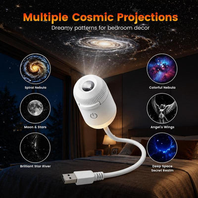 USB Star Sky Projector Lamp 24 Discs, Mini Galaxy Night Light for Bedroom