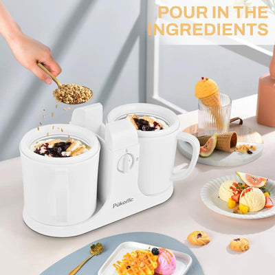 Dual-Cup Ice Cream Maker Machine – Automatic Protein Ice Cream, Gelato, Sorbet & Frozen Yogurt Maker