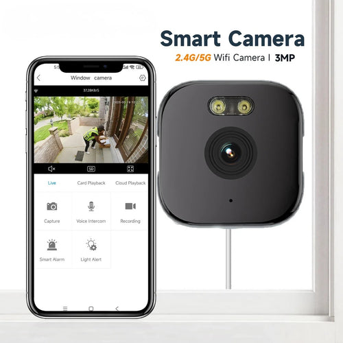 PaneProtect WindowCam | 2.4/5GHz Wi-Fi | 3MP Resolution | Full-Color Night Vision Through Window |