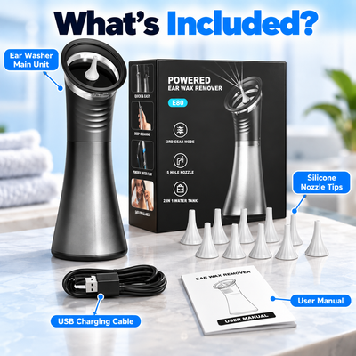 Electric Ear Cleaning Kit - Rechargeable Earwax Removal Tool with 2-in-1 Built-in Waste Tank, IP67 Waterproof Rating
