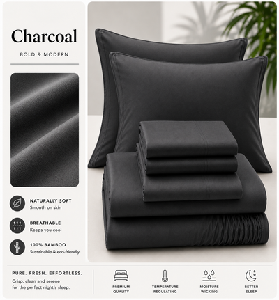 Inscentive - 400TC Bamboo Quilt/Duvet Cover 4 Piece Set – Deep Pocket, Silky Soft & Temperature Regulating