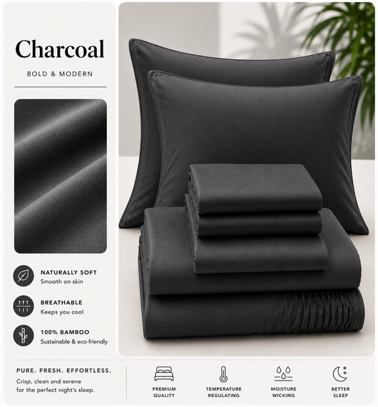 Inscentive - 400TC Bamboo Quilt/Duvet Cover 4 Piece Set – Deep Pocket, Silky Soft & Temperature Regulating