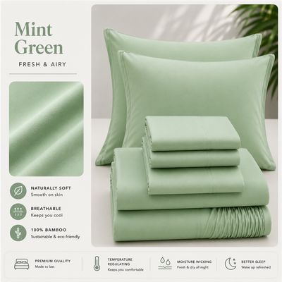Inscentive - 400TC Bamboo Quilt/Duvet Cover 4 Piece Set – Deep Pocket, Silky Soft & Temperature Regulating