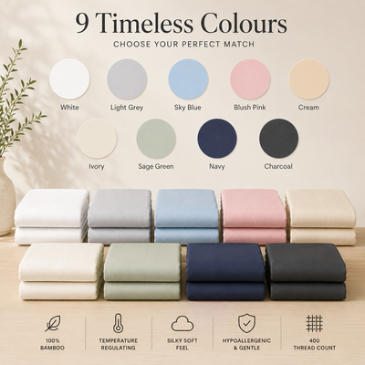 Inscentive - 400TC Bamboo Quilt/Duvet Cover 4 Piece Set – Deep Pocket, Silky Soft & Temperature Regulating