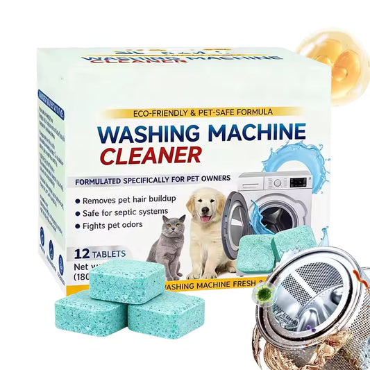 Washing Machine Cleaner 12 Tablets Removes Pet Hair Buildup & Fights Odors for Fresh Clean Washers