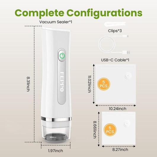 Vacuum Sealer for Food with Visible Water Tank, 10 Reusable Bags,Powerful Suction, Handheld Rechargeable