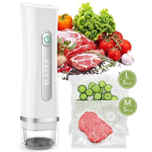 Vacuum Sealer for Food with Visible Water Tank, 10 Reusable Bags,Powerful Suction, Handheld Rechargeable