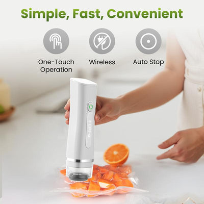 Vacuum Sealer for Food with Visible Water Tank, 10 Reusable Bags,Powerful Suction, Handheld Rechargeable