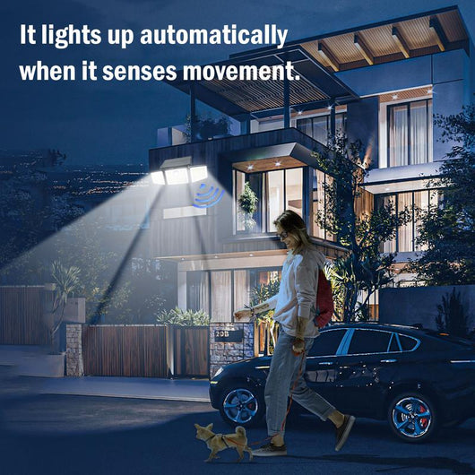 Solar Outdoor Security Spotlights, 2500LM 3-Head Dimmable Adjustable IP65 Waterproof