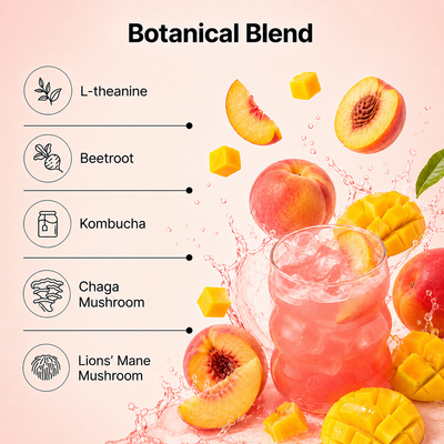 Korean Kombucha Powder Drink Mix, Peach Mango, Sugar Free, Prebiotic Fiber & 16 Probiotic Strains