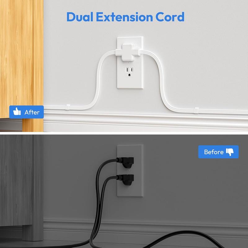 Twin Extension Cord Splitter – Dual Power Extension with 6 AC Outlets & USB/C Charging Ports